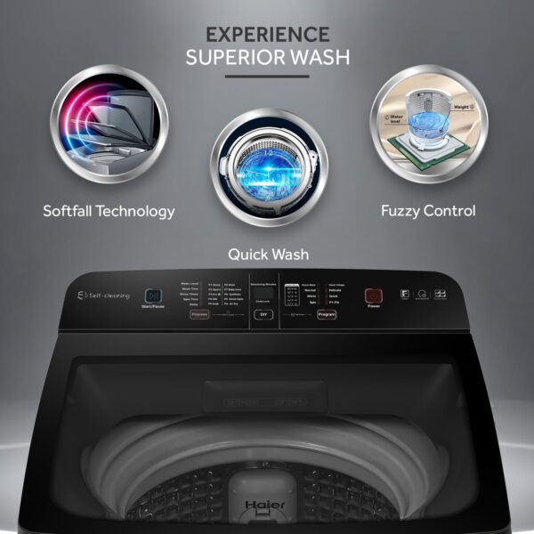 Haier 9 Kg 5 star Fully Automatic Top Loading Washing Machine‎ HSW90-678ES8, Dark Jade Silver - Image 3