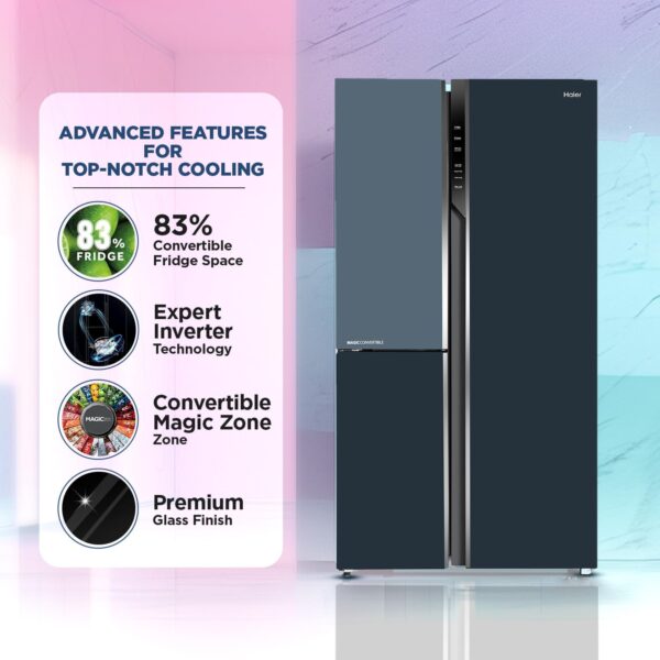 Haier 598L, 3-Star, Vogue 83% Convertible Fridge Space, Expert Inverter Side by Side Refrigerator - Image 3