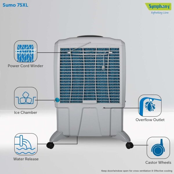 Symphony Sumo 75 XL Desert Air Cooler For Home with Honeycomb Pads, Powerful +Air Fan - Image 8