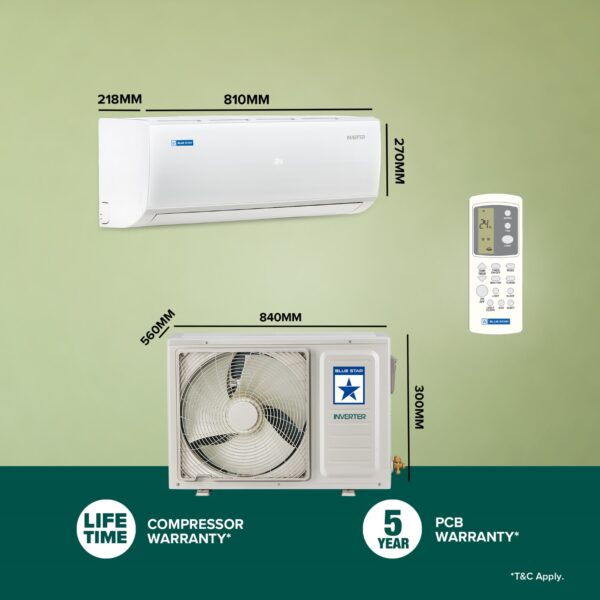 Bluestar Split 5 in 1 Convertible 1 Ton 3 Star Inverter AC | 100% Copper | PM 2.5 Filter | Turbo Cool | 2024 Model - Image 2