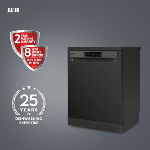 IFB 16 Place Settings Hot water wash Free Standing Dishwasher (Neptune VX2 Plus, Inox Grey) - Image 6