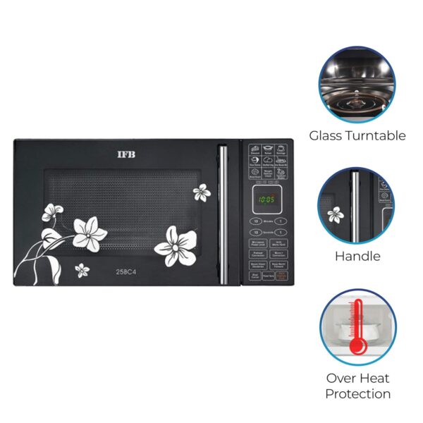 IFB 25 L Convection Microwave Oven (25BC4, Black +Floral Design) - Image 4