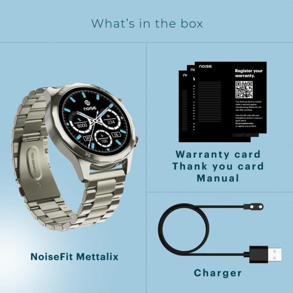 Noise Mettalix 1.4" Display, Bluetooth Calling Smart Watch with Metallic Strap, Stainless Steel Finish - Image 7