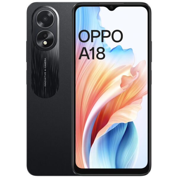 OPPO A18 (Glowing Black, 4GB RAM, 64GB Storage)