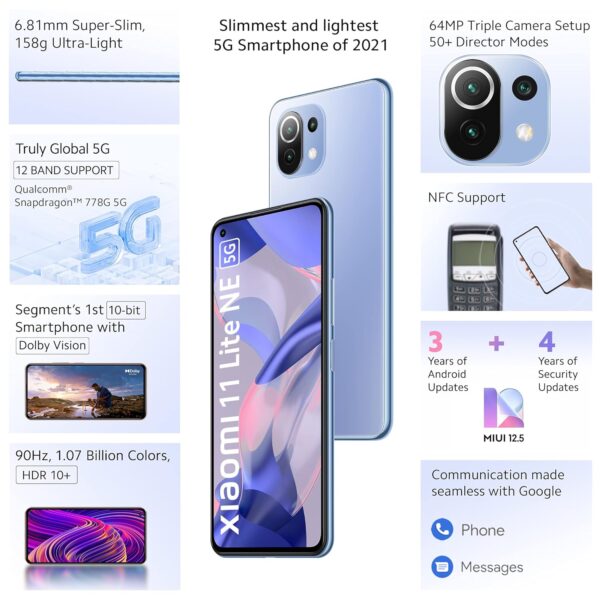 Xiaomi 11 Lite NE 5G (Jazz Blue 6GB RAM 128 GB Storage) - Image 4