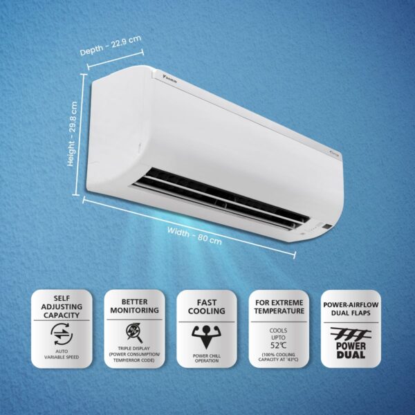 Daikin Standard Plus Series Split 1.5 Ton 3 Star Inverter AC | 3D Airflow | 100% Copper - Image 4