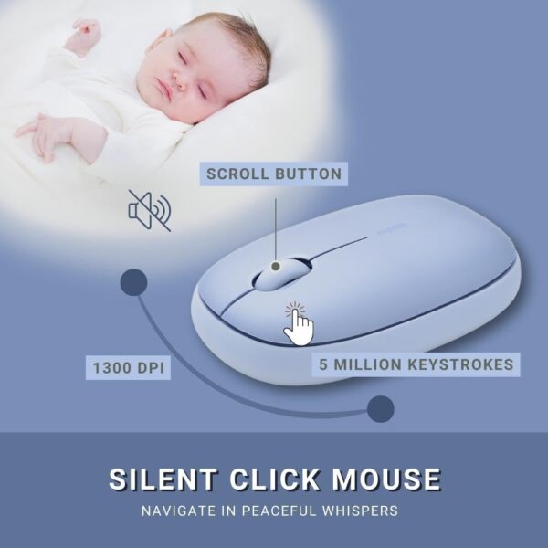 RAPOO M650 Bluetooth Multi-Device Silent Mouse, Dual Mode Bluetooth + 2.4G Wireless Mouse - Image 4