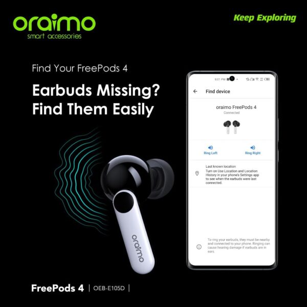 Oraimo Free pods 4 OEB-E105D Active Noise Cancellation+IPX5 Waterproof - Image 2