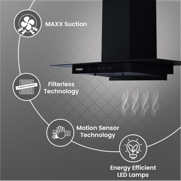 Hindware Smart Appliances Mariana 90 Auto Clean Kitchen Chimney with Max Suction 1180 m3/h - Image 4