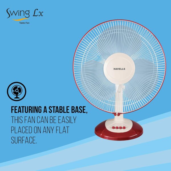 Havells Swing Lx 400mm Table Fan (Cherry) - Image 3