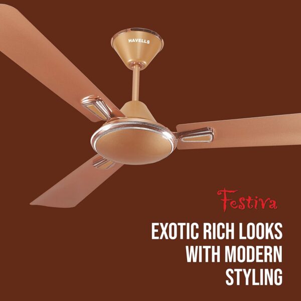 Havells Festiva 1200mm Dust Resistant Ceiling Fan (Pearl Copper) - Image 4